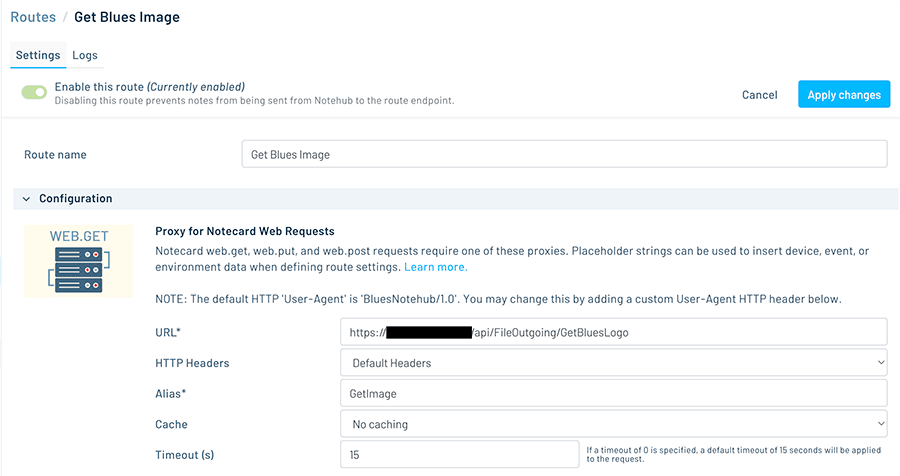 set up proxy route