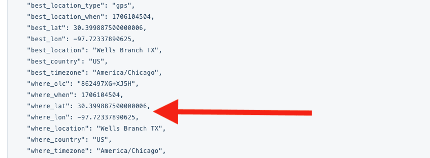 Detailed view of an individual _track.qo event
