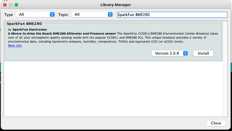 Installing the SparkFun BME280 library