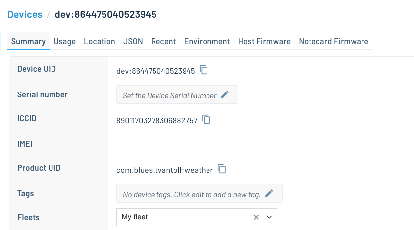 The Notehub device screen