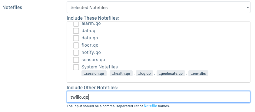 Filtering by select Notefiles when creating a Twilio route