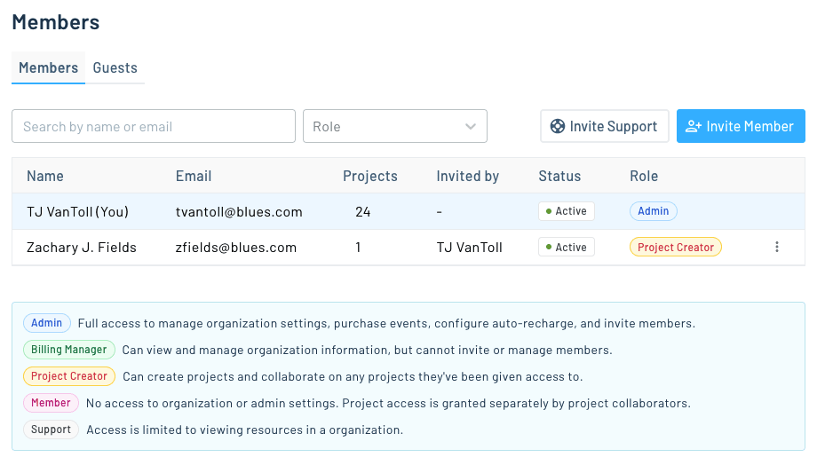 Invite members UI