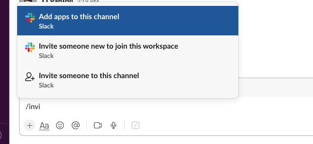 Inviting an app to Slack