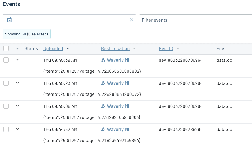 Temperature and voltage events in Notehub