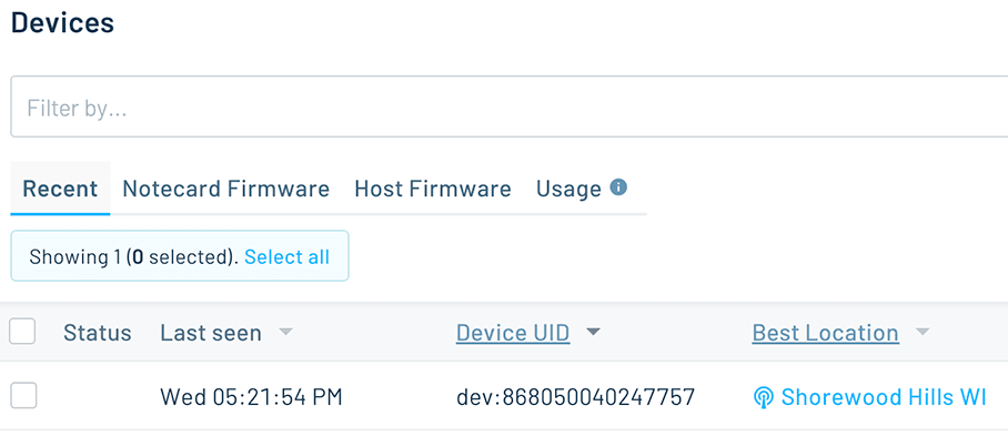 device in notehub