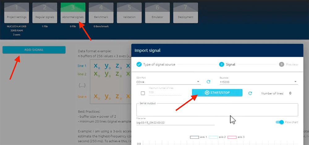 abnormal data imports in NanoEdge AI Studio