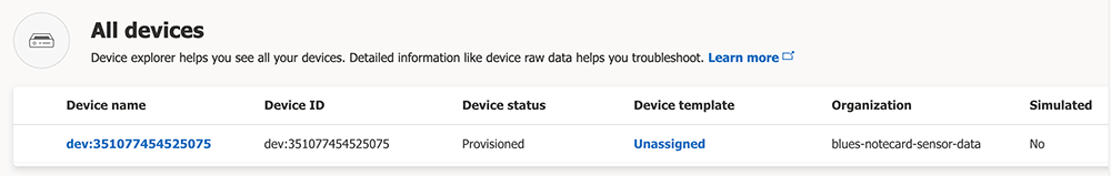 notecard unassociated device