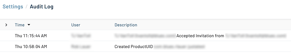 The audit log for a notehub project