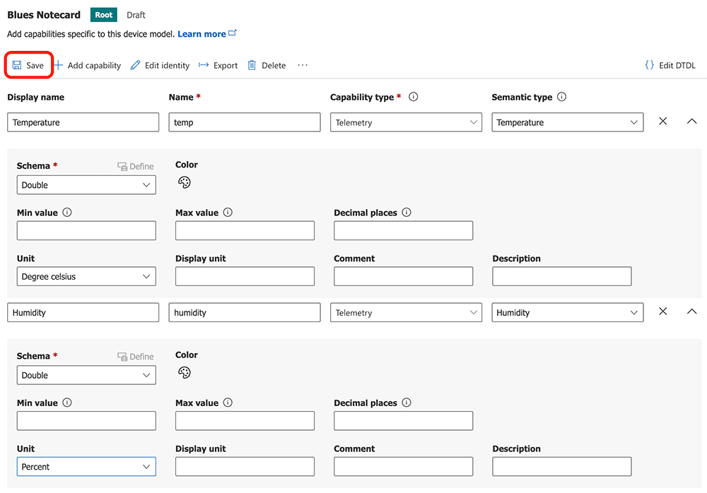 add humidity telemetry to model