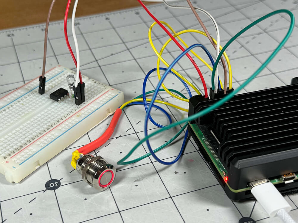 A rough mock-up of an ATtiny45V restart setup. Code on GitHub.