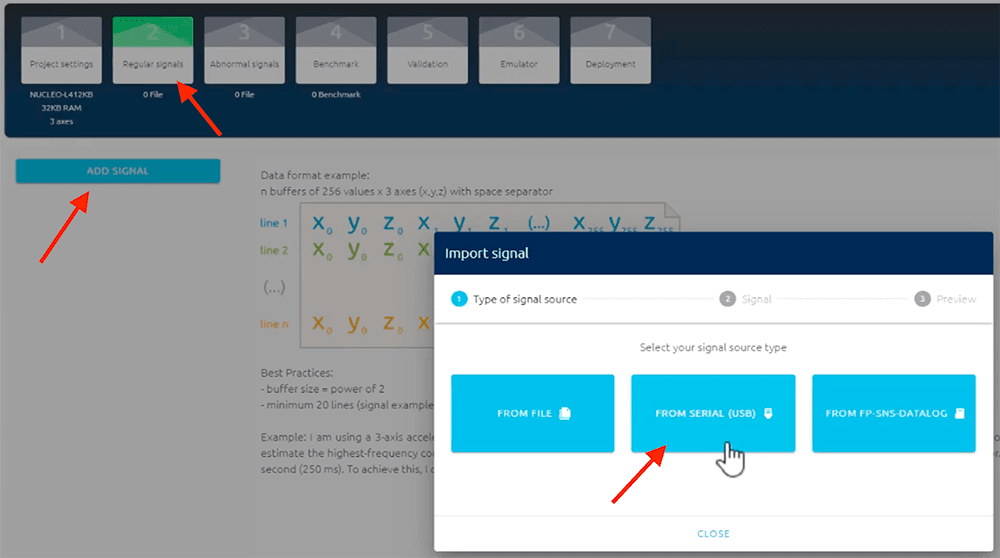add a regular signal in NanoEdge AI Studio