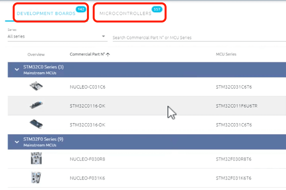 choose the deployment target in NanoEdge AI Studio