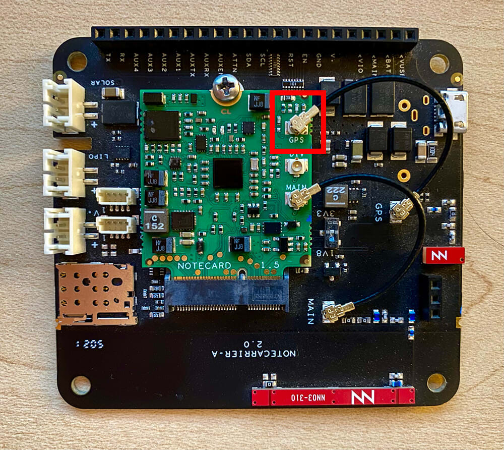 Notecard GPS antenna U.FL