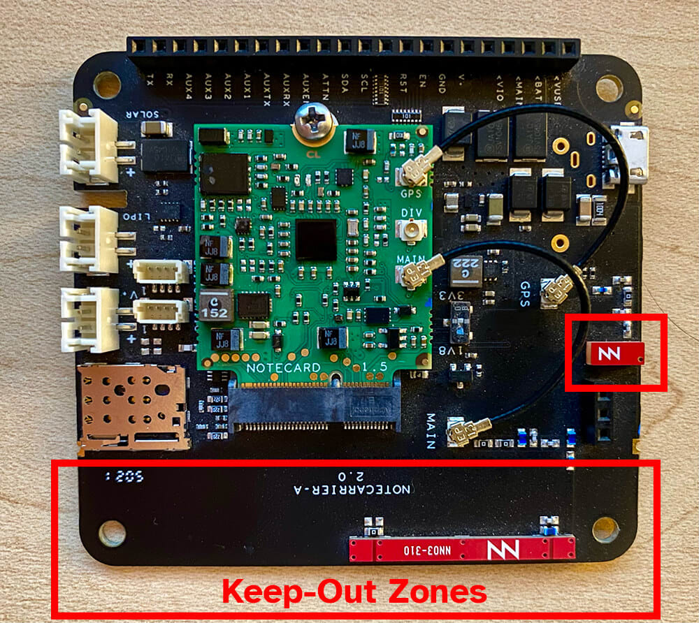 Notecarrier A keep out zones