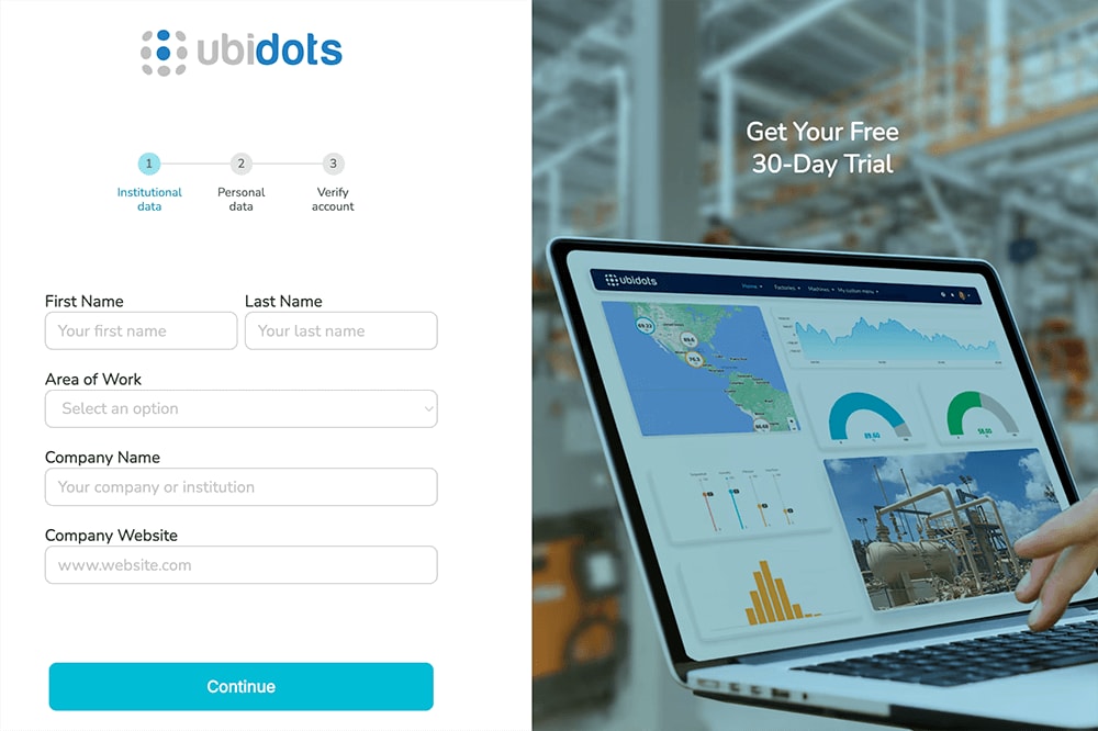 create an ubidots account