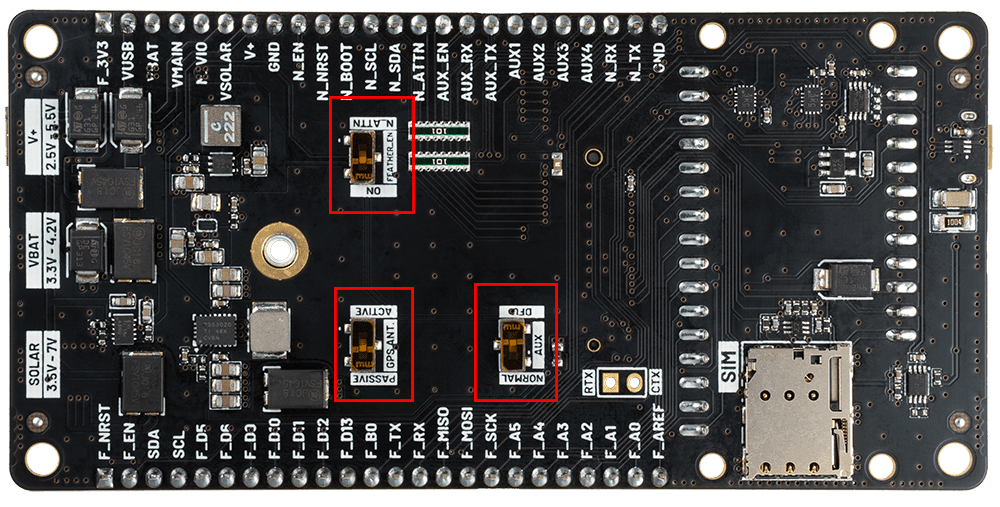 Notecarrier F v1.3 DIP switches