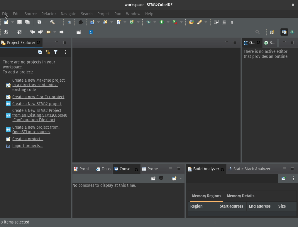 Loading a project in STM32CubeIDE