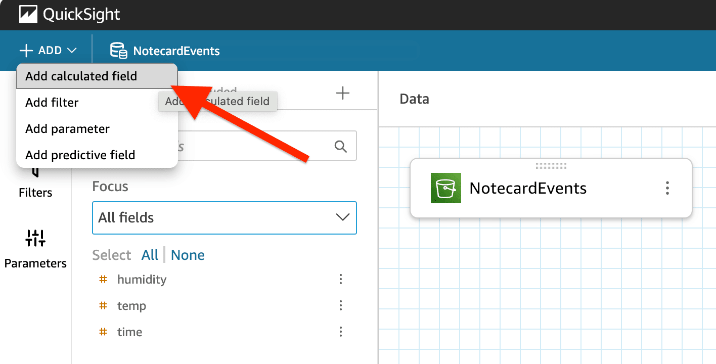 quicksight create calculated field
