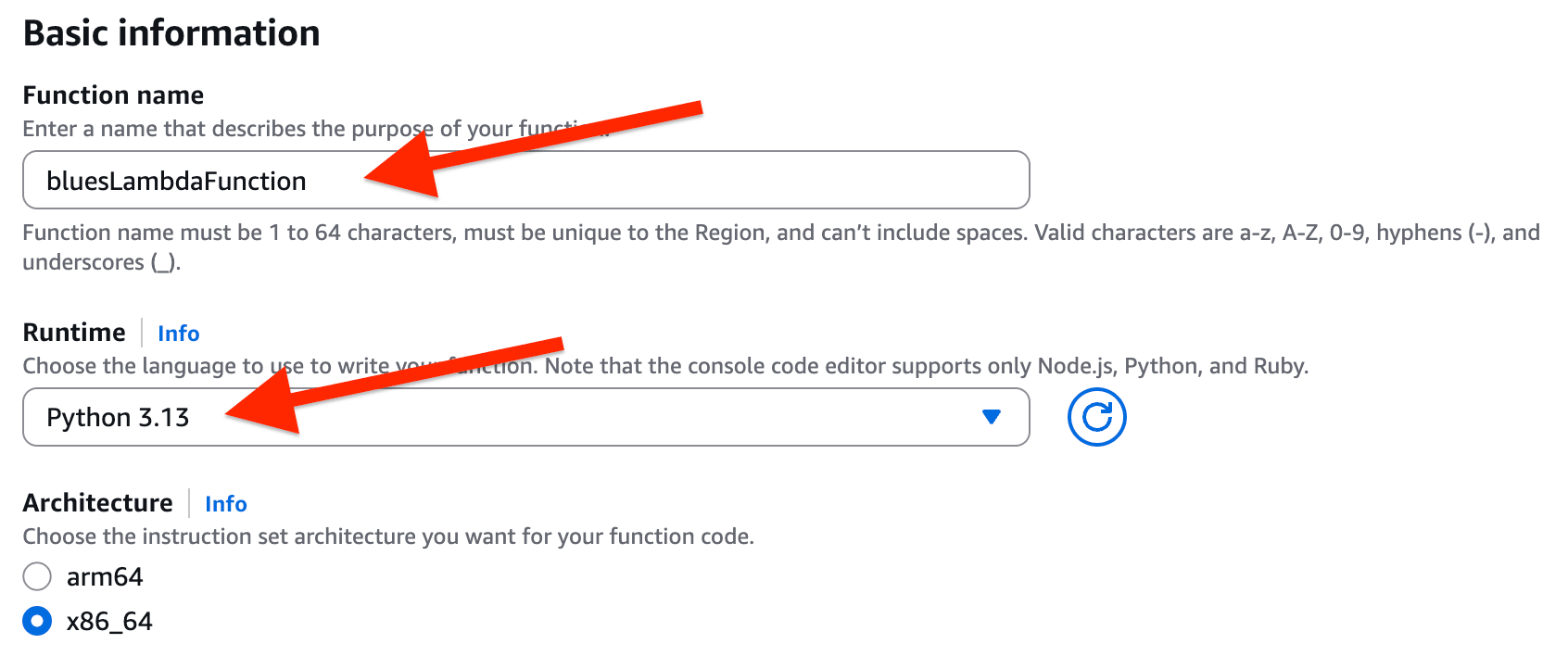 lambda function setup