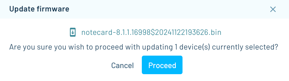 Notecard firmware update confirmation