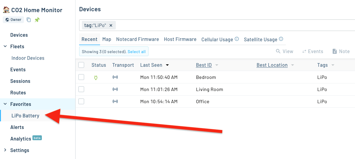 Viewing favorite filters