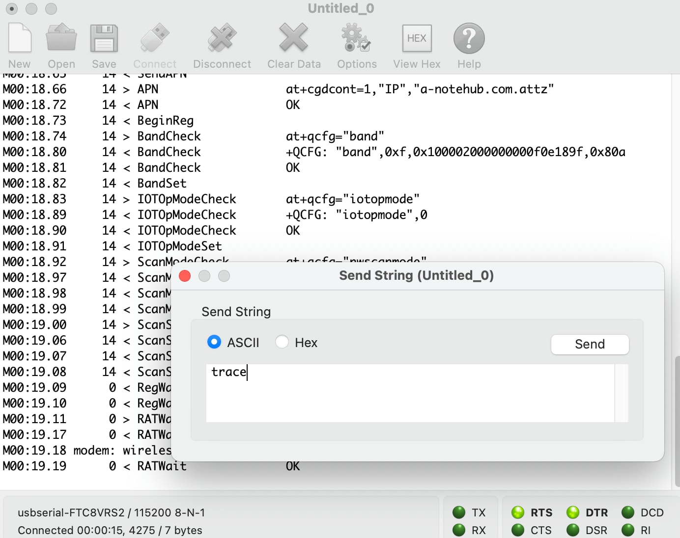 notecard trace command