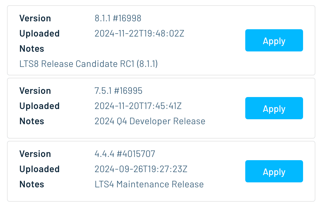 Select Notecard firmware