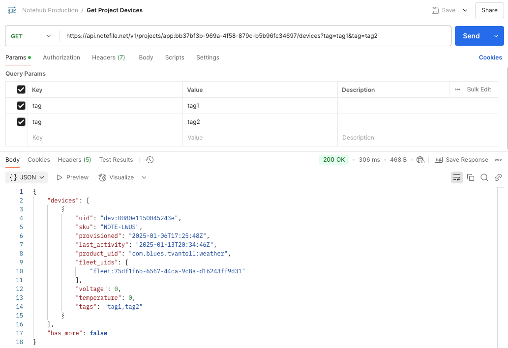 Using array arguments in Postman