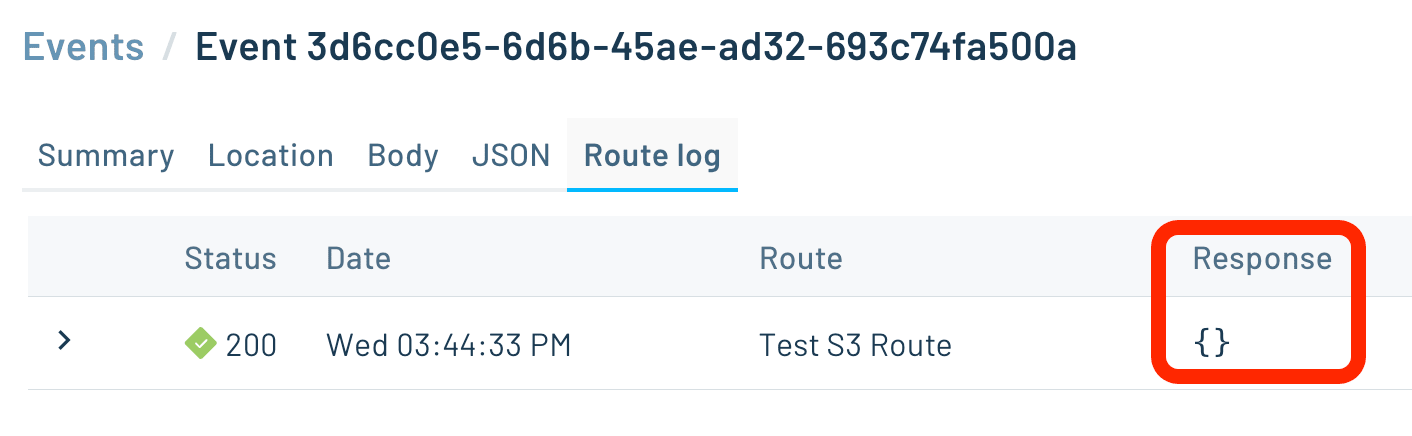 s3 route successful