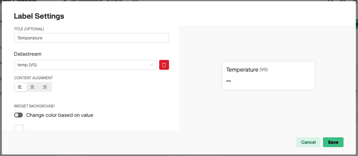 Temperature widget in Blynk