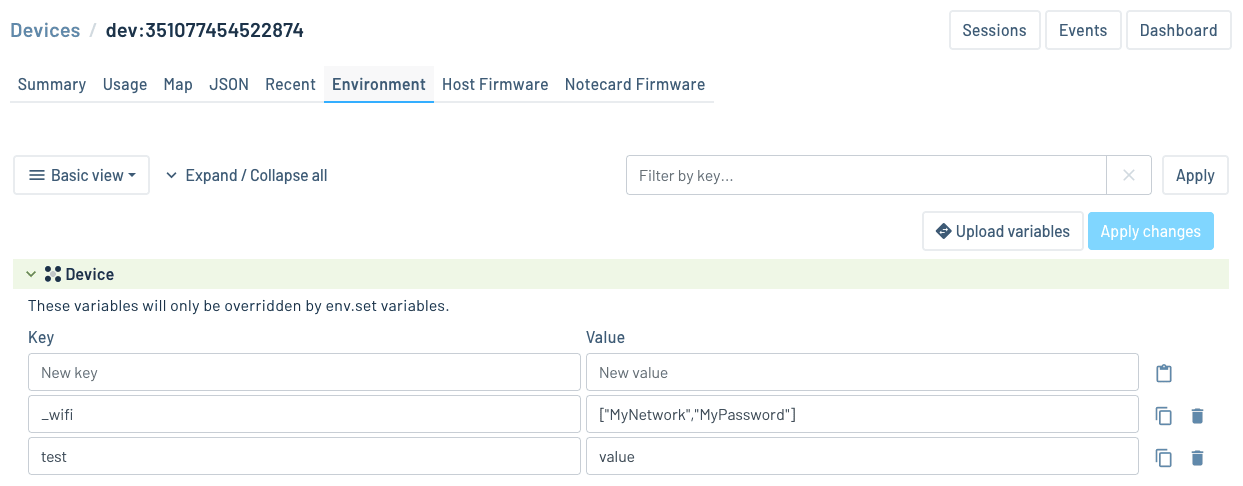 The _wifi environment variable in Notehub
