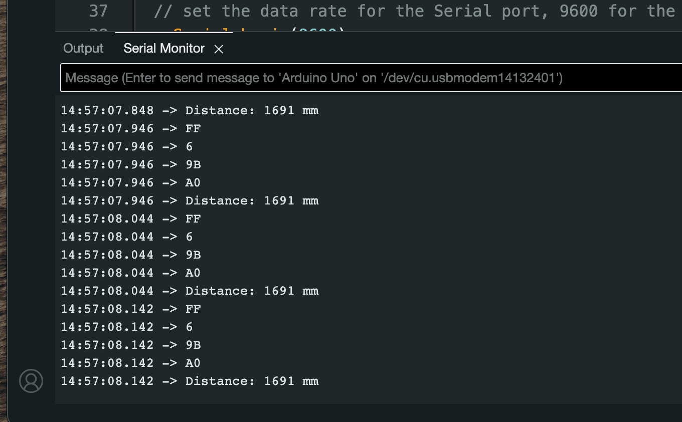 example output of uart data
