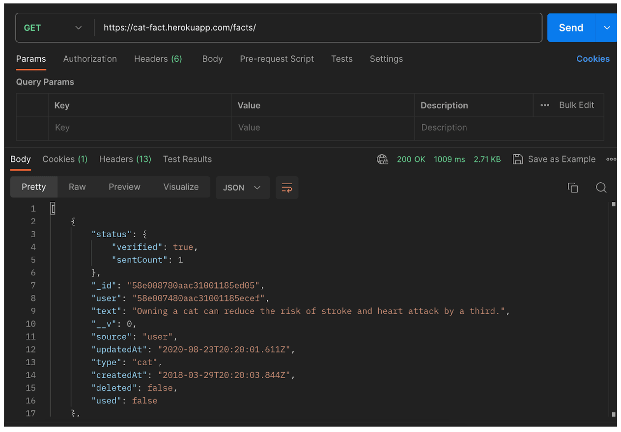 A screenshot of the Postman application.