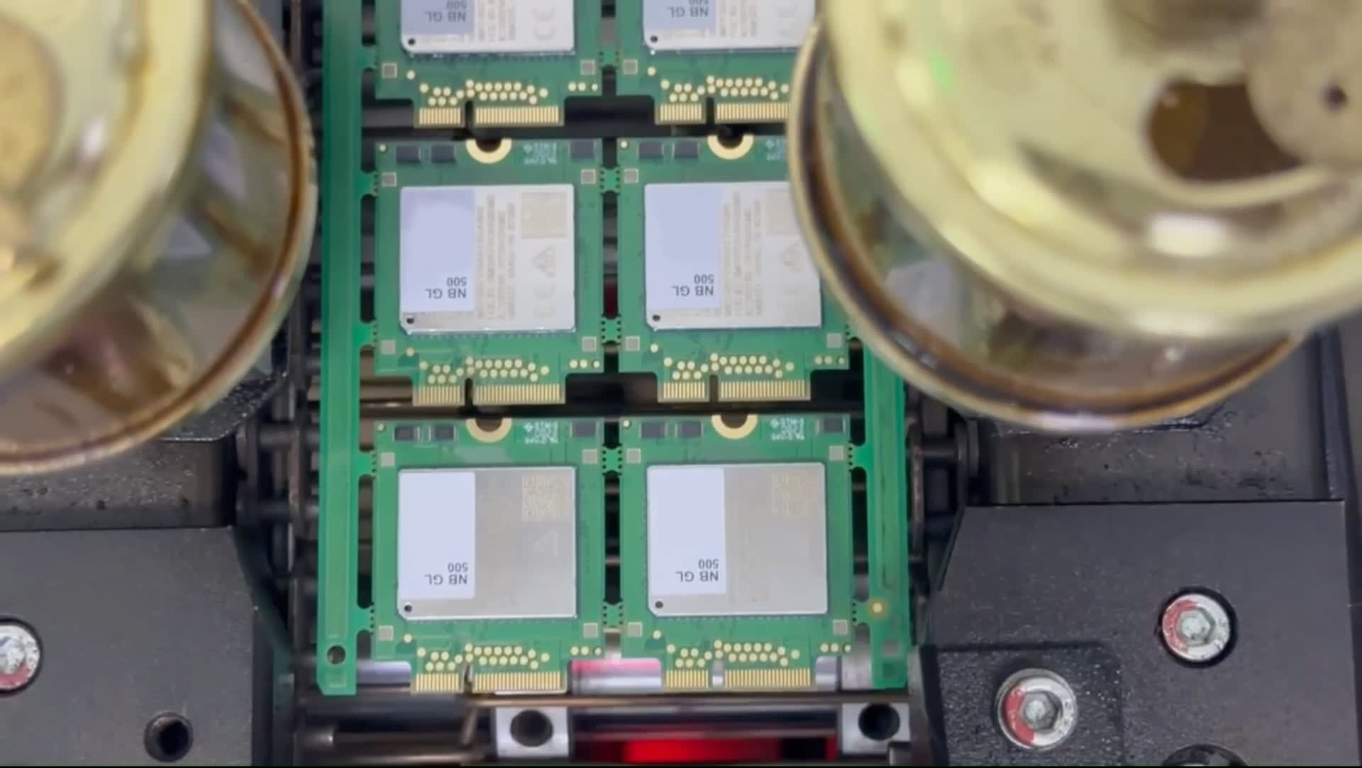 A look inside the reflow oven.