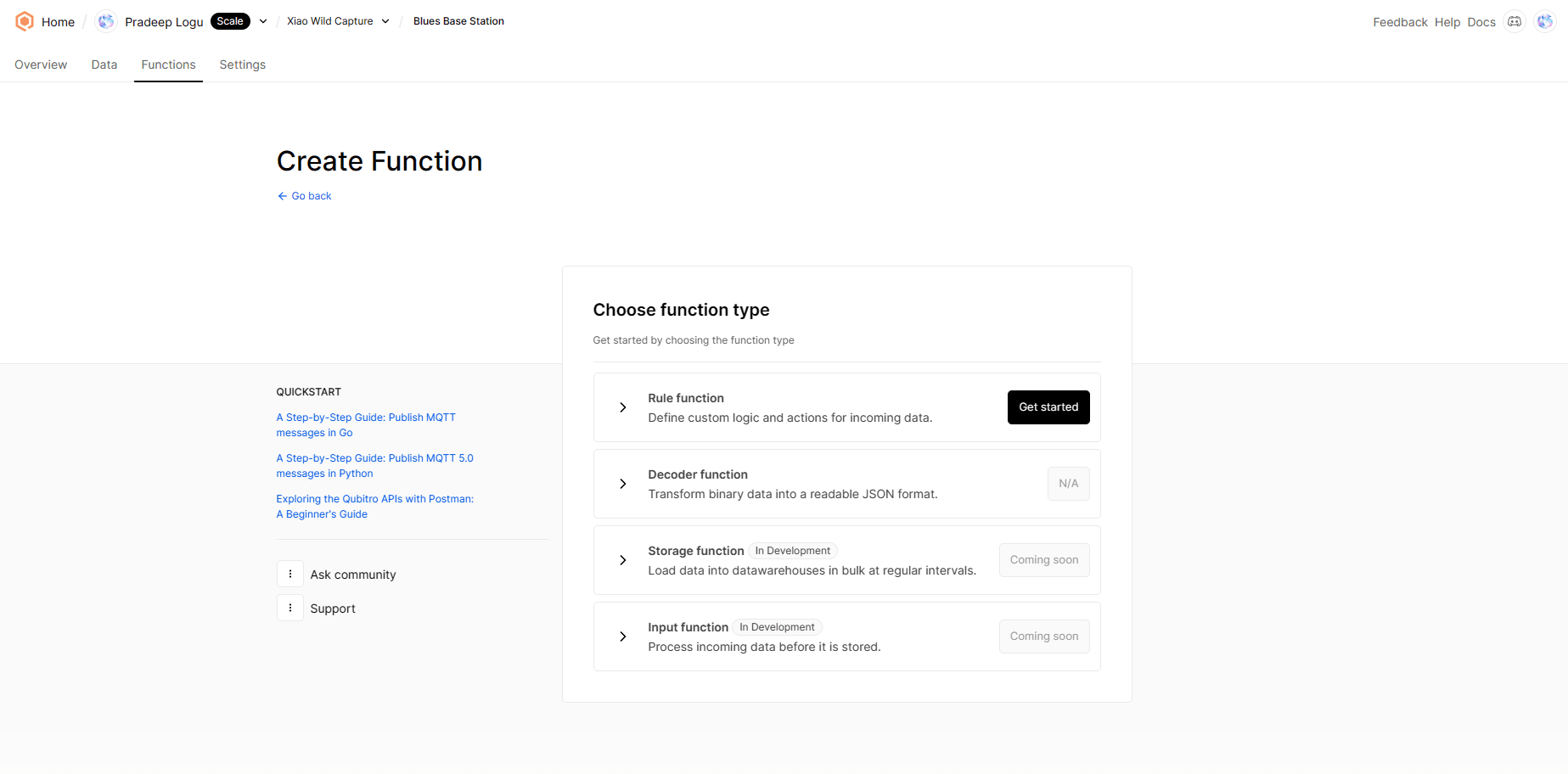 Create function section