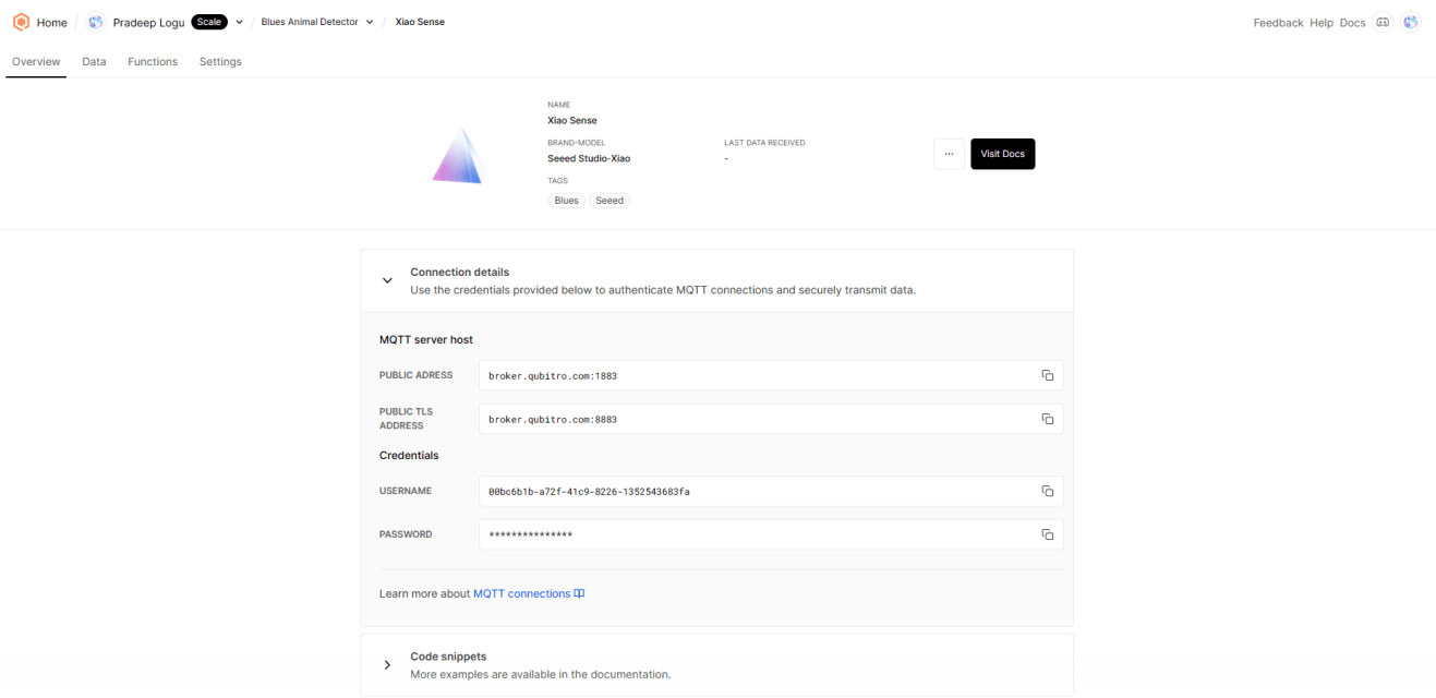 Connection details and credientials
