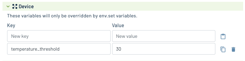 An example environment variable defined in Notehub