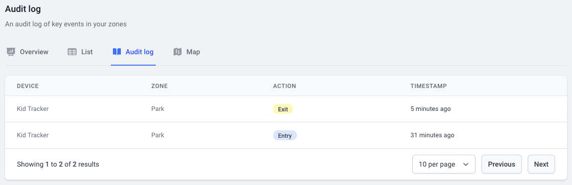 An audit log in Datacake