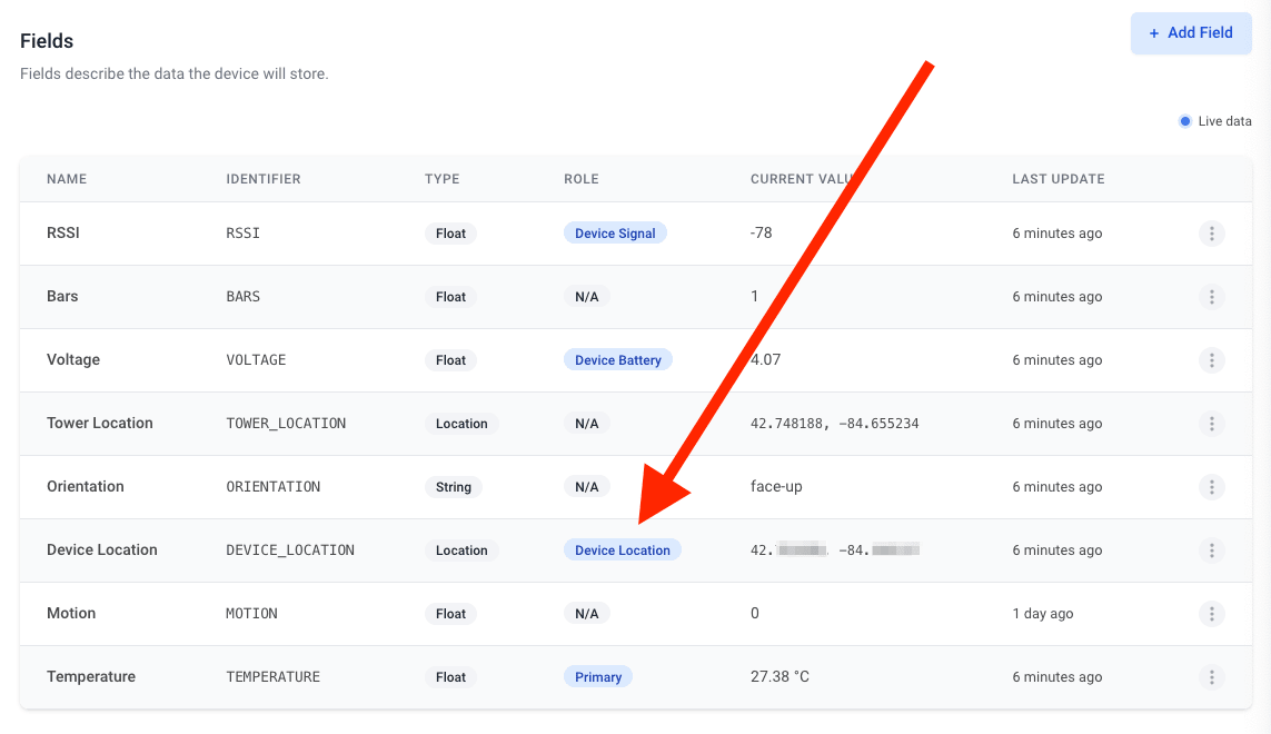 Where to configure a device location in Datacake