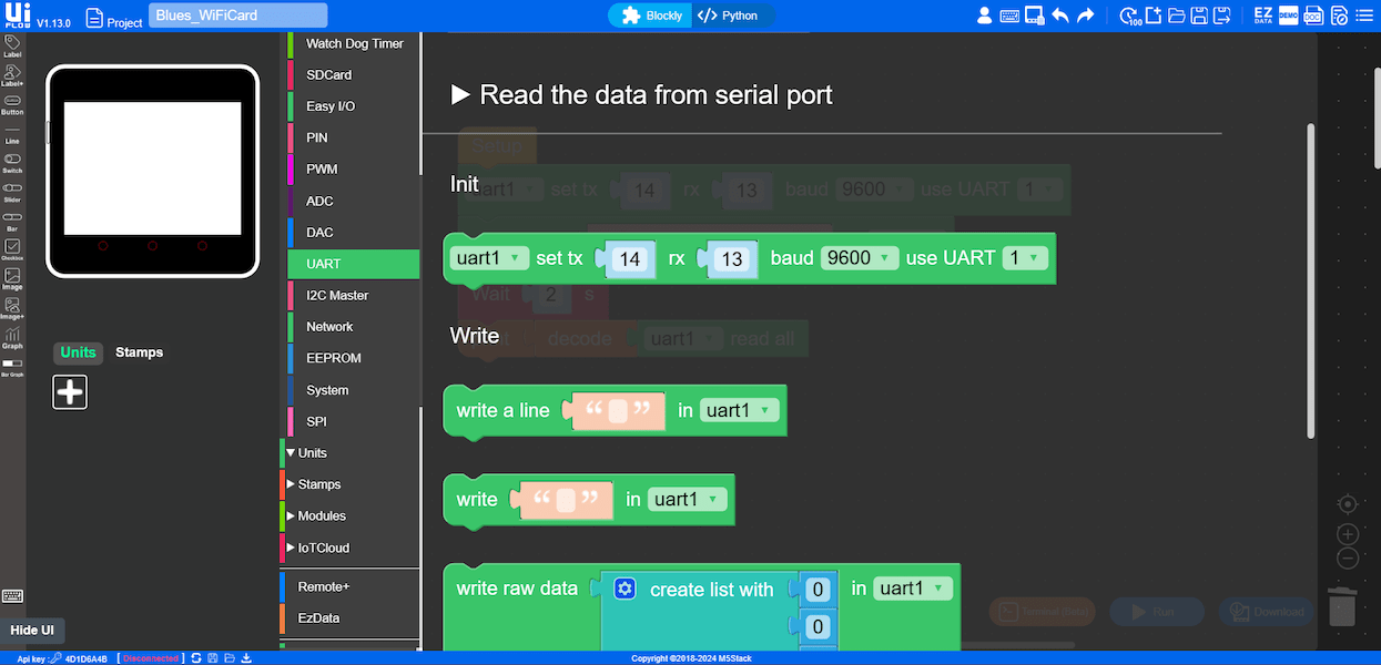 UIFlow UART menu