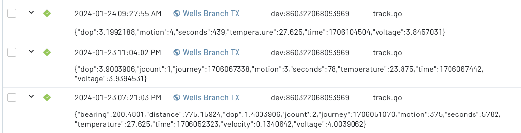 Sample _track.qo events in Notehub
