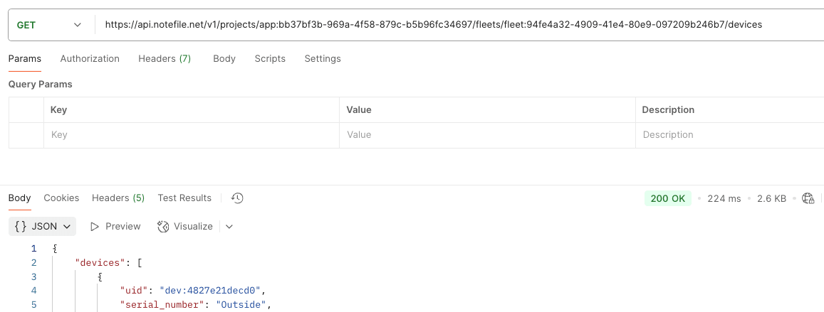 Getting fleet devices using the Notehub API