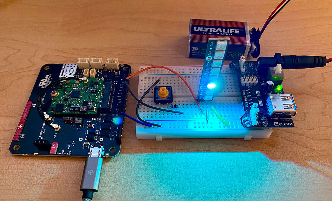 neopixel in cyan color