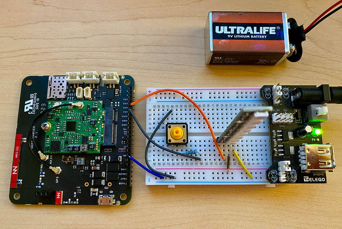 notecard wired to neopixel strip