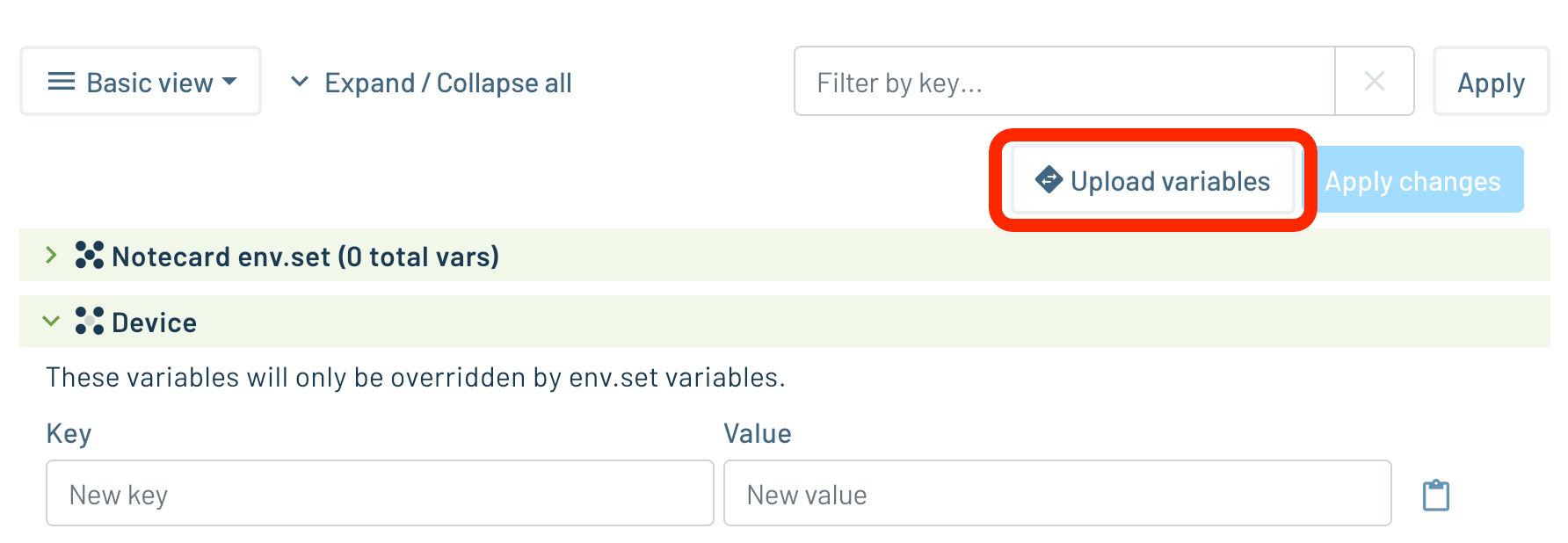 Notehub upload environment variable csv file