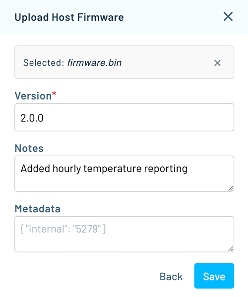 firmware metadata screen in notehub