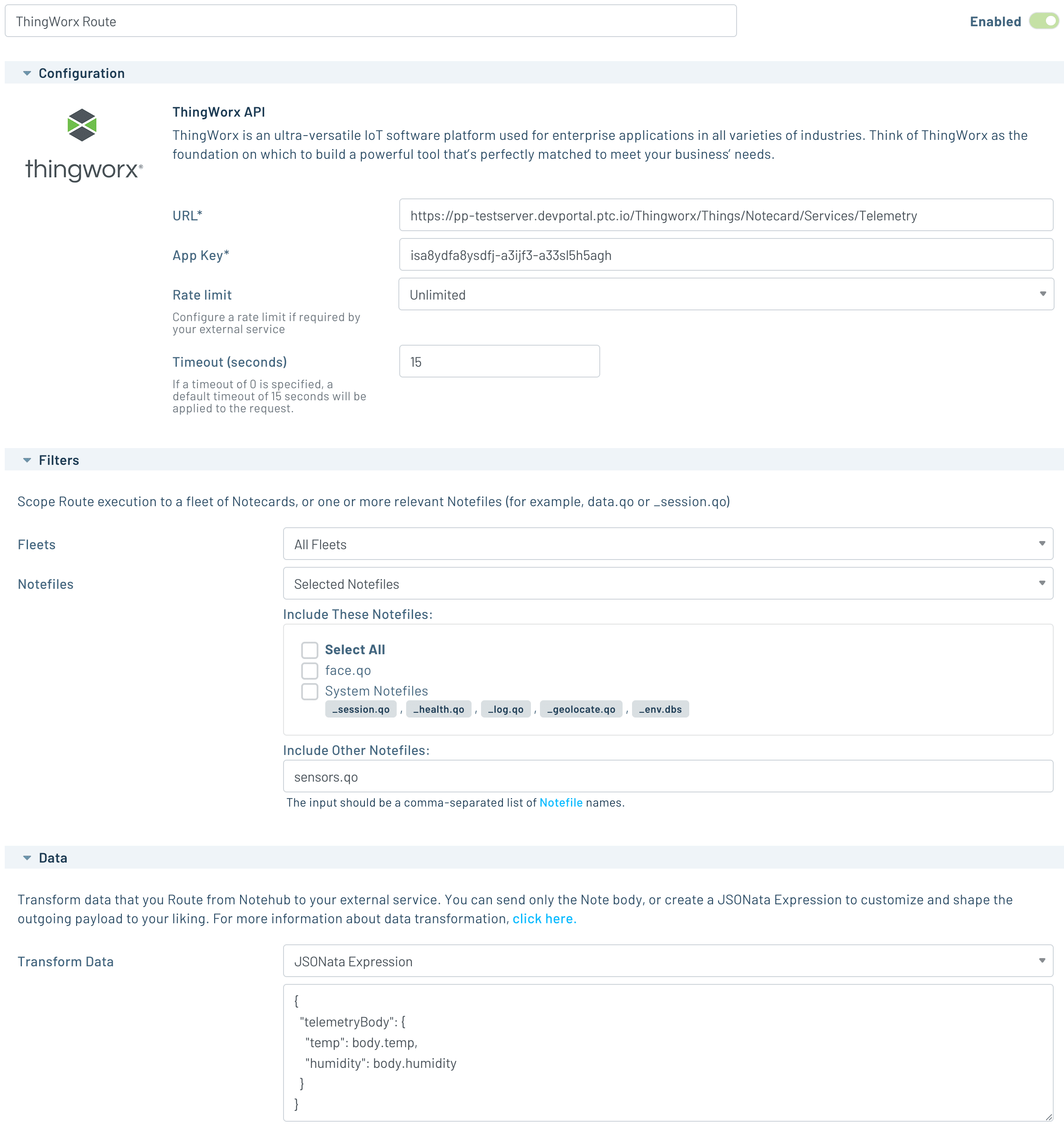 ThingWorx Route Options