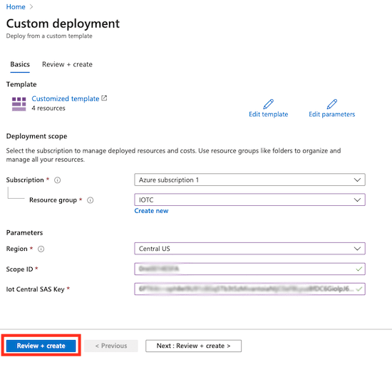 review and create custom deployment