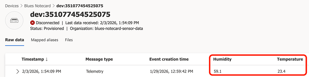 raw data in iot central