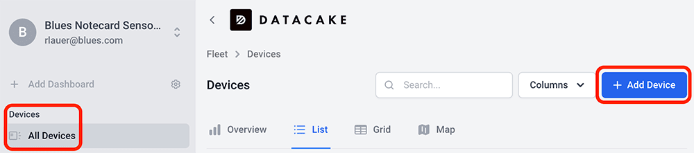 create a datacake device
